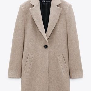 Zara Wool Blend Coat - Tan - L